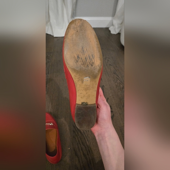 Coach Red Leather Flats with Gold Accent - Picture 5 of 6